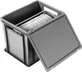 Pulsiva 10049787 Transport Box Lid, 60x40 cm, Grey Polypropylene Plastic, Stackable Dust Protection Cover, Max Load 25kg