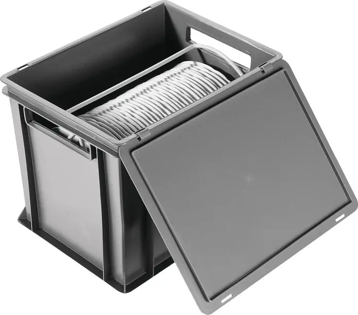 Pulsiva 10049787 Transport Box Lid, 60x40 cm, Grey Polypropylene Plastic, Stackable Dust Protection Cover, Max Load 25kg