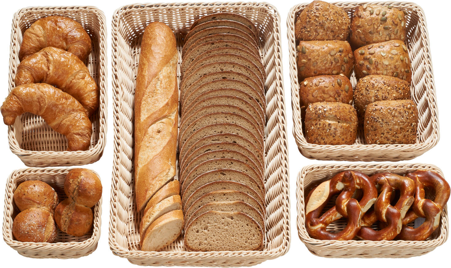 Pulsiva Patetico Bread Basket, GN 1/6, Polypropylene Plastic, Natural Beige, Stackable, Dishwasher Safe, 17.6 x 16.2 x 6.5 cm