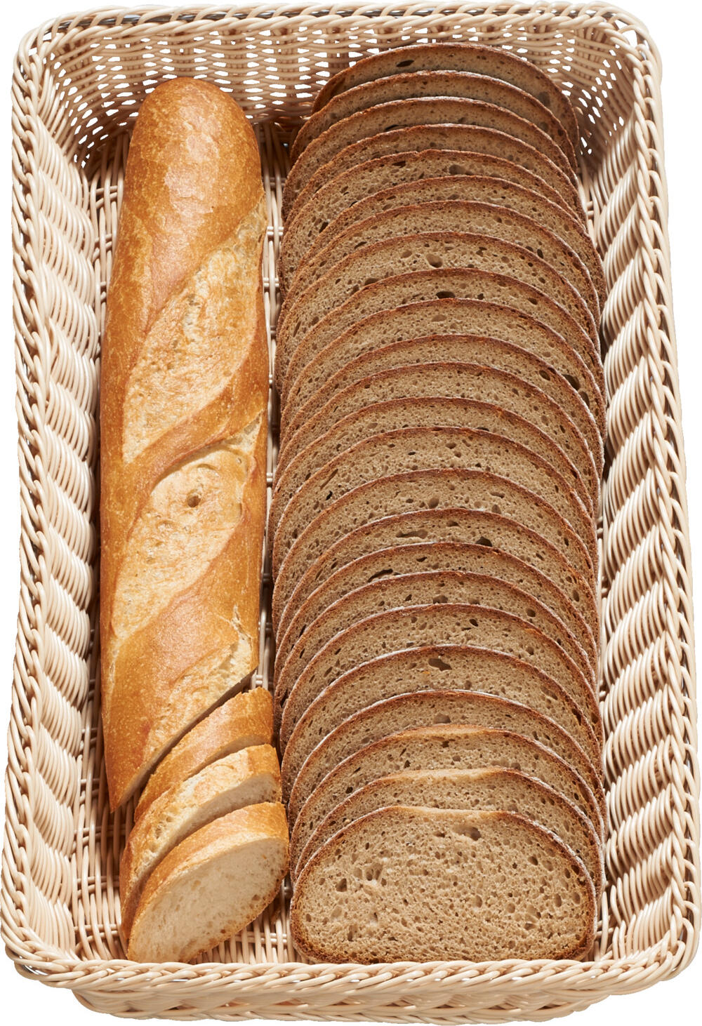 Pulsiva Patetico Bread Basket, GN 1/1, Polypropylene Plastic, Natural Beige, 53 x 32.5 x 6.5 cm, Stackable and Dishwasher Safe