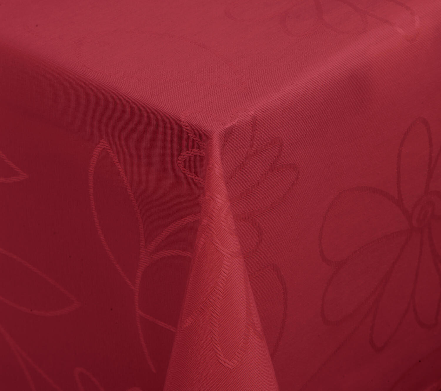 LUSINI Solutions GmbH Floralie Square Tablecloth 130x130 cm Burgundy Jacquard Floral Design Dirt-Repellent Wipeable Polyester Cotton OEKO-TEX