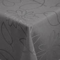 Fața de masă pătrată LUSINI Floralie, 130x130 cm, Gri Ardezie, Design Floral Jacquard, Finisaj Acrilic Repelent la Murdărie, Mix Poliester Bumbac