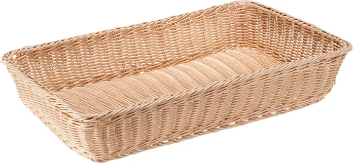Pulsiva Patetico Bread Basket, GN 1/1 Rectangular Plastic Polypropylene, 53x32.5x10 cm, Natural Beige, Stackable and Dishwasher Safe