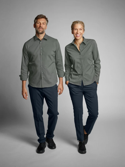 Jobeline Porter Men's Long Sleeve Work Shirt, Regular Fit, Kent Collar, 67% Cotton 33% Polyester, Easy-Care Easy-Iron, OEKO-TEX Certified