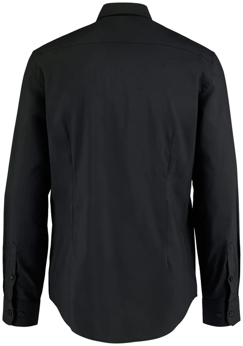 Jobeline Porter Men's Long Sleeve Work Shirt, Regular Fit, Kent Collar, 67% Cotton 33% Polyester, Easy-Care, OEKO-TEX Certified, Black