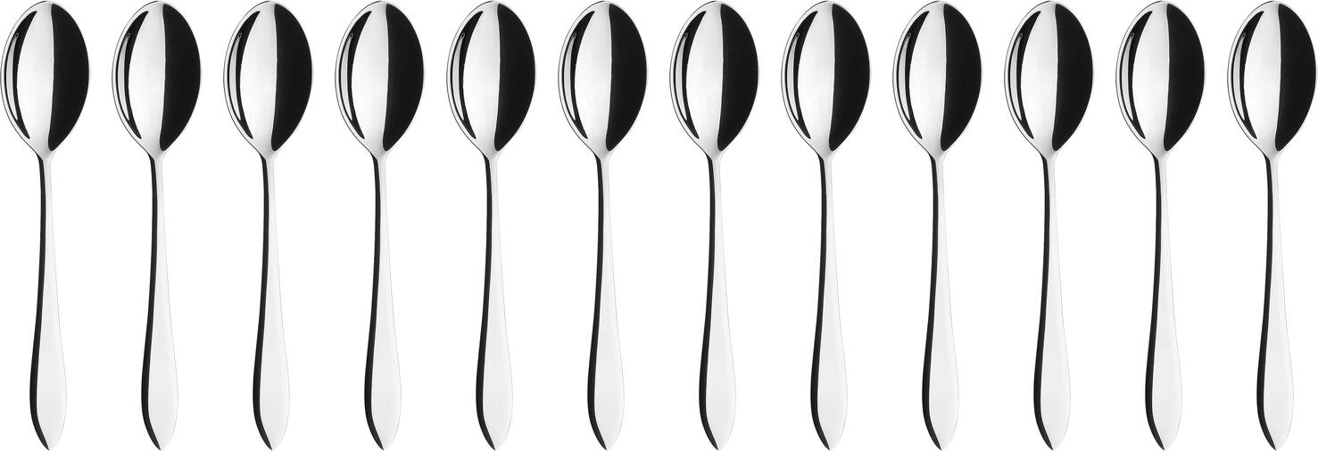 Set de 12 piese linguri pentru espresso VEGA Salerno, otel inoxidabil 18/10 crom-nichel, finisaj oglinda, argintiu, 11.2 cm