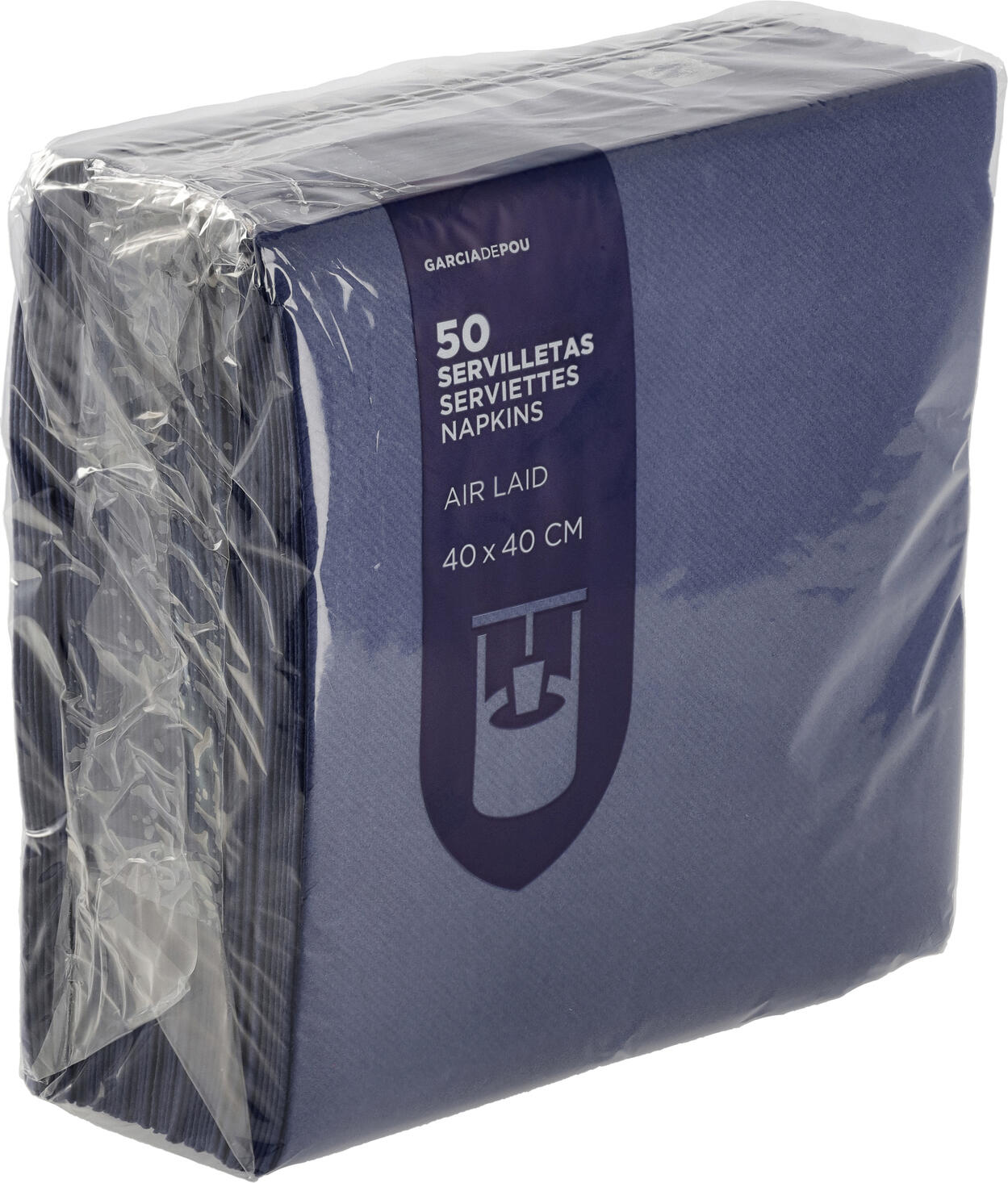 GARCIA DE POU Garcia De Pou, S.A. Napkin Arla 40x40 cm Serviette Arla 1/4 Falz Napkin Arla 40x40 cm; 40x40 cm (WxL); dark-blue; 50 piece / pack Serviette Arla 1/4 Falz; 40x40 cm (BxL); dunkelblau; 50 Stück / Pack Airlaid napkins made from textile-like nonwoven fabric: highly absorbent and tear-resistant, making them ideal for daily use in catering establishments. Available in multiple colors. Material: Nonwoven fabric (55 g/m²). Servietten aus stoffähnlichen Vlies. Sehr saugstark und reißfest. Material: Airlaid (55 g/m²), weiß (45 g/m²).