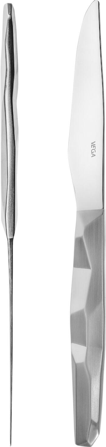 Набор из 12 столовых ножей VEGA Diamante, хромированная нержавеющая сталь 13/0, матовая серебристая ручка, 22.5 см