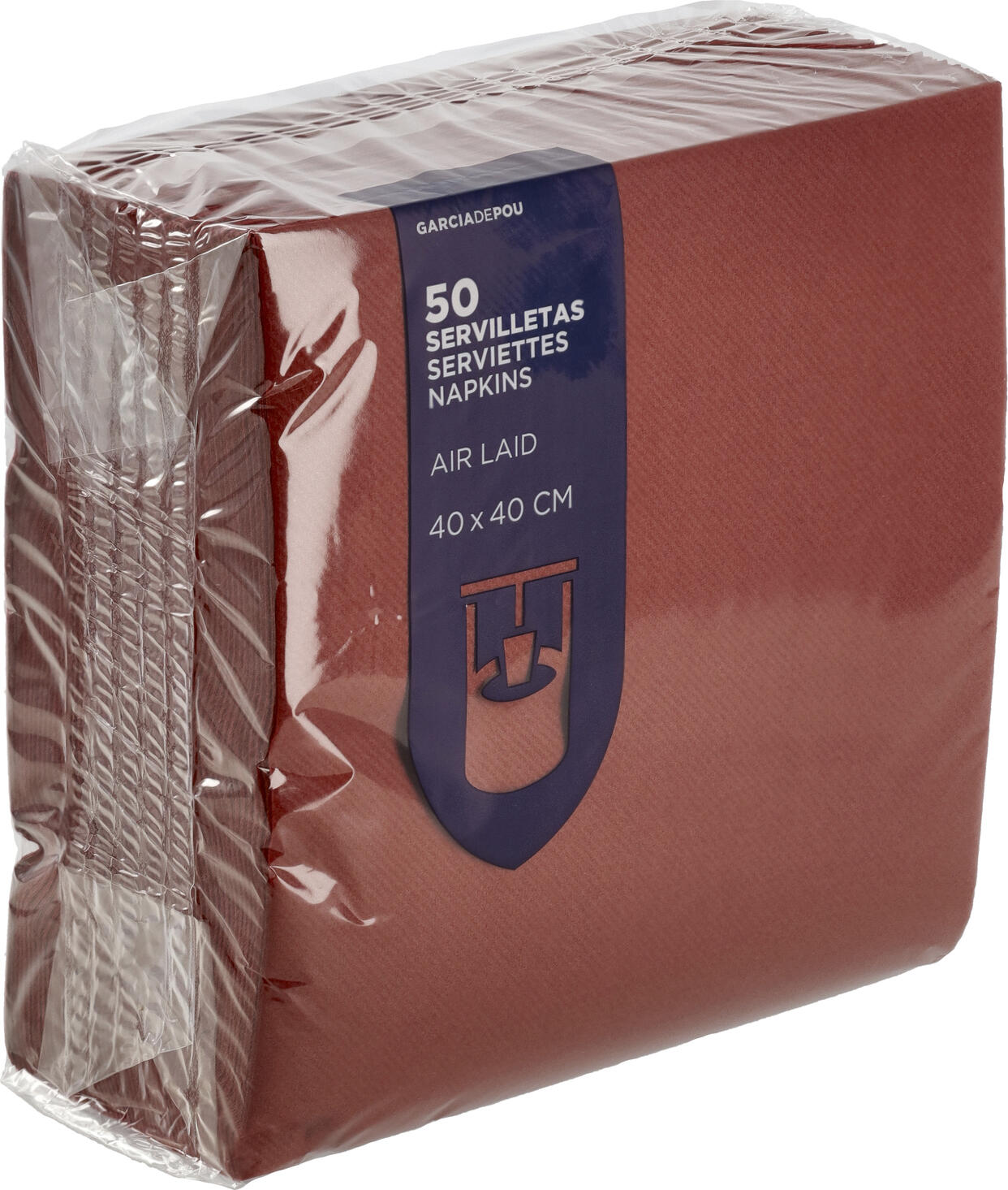 GARCIA DE POU Garcia De Pou, S.A. Napkin Arla 40x40 cm Serviette Arla 1/4 Falz Napkin Arla 40x40 cm; 40x40 cm (WxL); bordeaux; 50 piece / pack Serviette Arla 1/4 Falz; 40x40 cm (BxL); bordeaux; 50 Stück / Pack Airlaid napkins made from textile-like nonwoven fabric: highly absorbent and tear-resistant, making them ideal for daily use in catering establishments. Available in multiple colors. Material: Nonwoven fabric (55 g/m²). Servietten aus stoffähnlichen Vlies. Sehr saugstark und reißfest. Material: Airlaid (55 g/m²), weiß (45 g/m²).