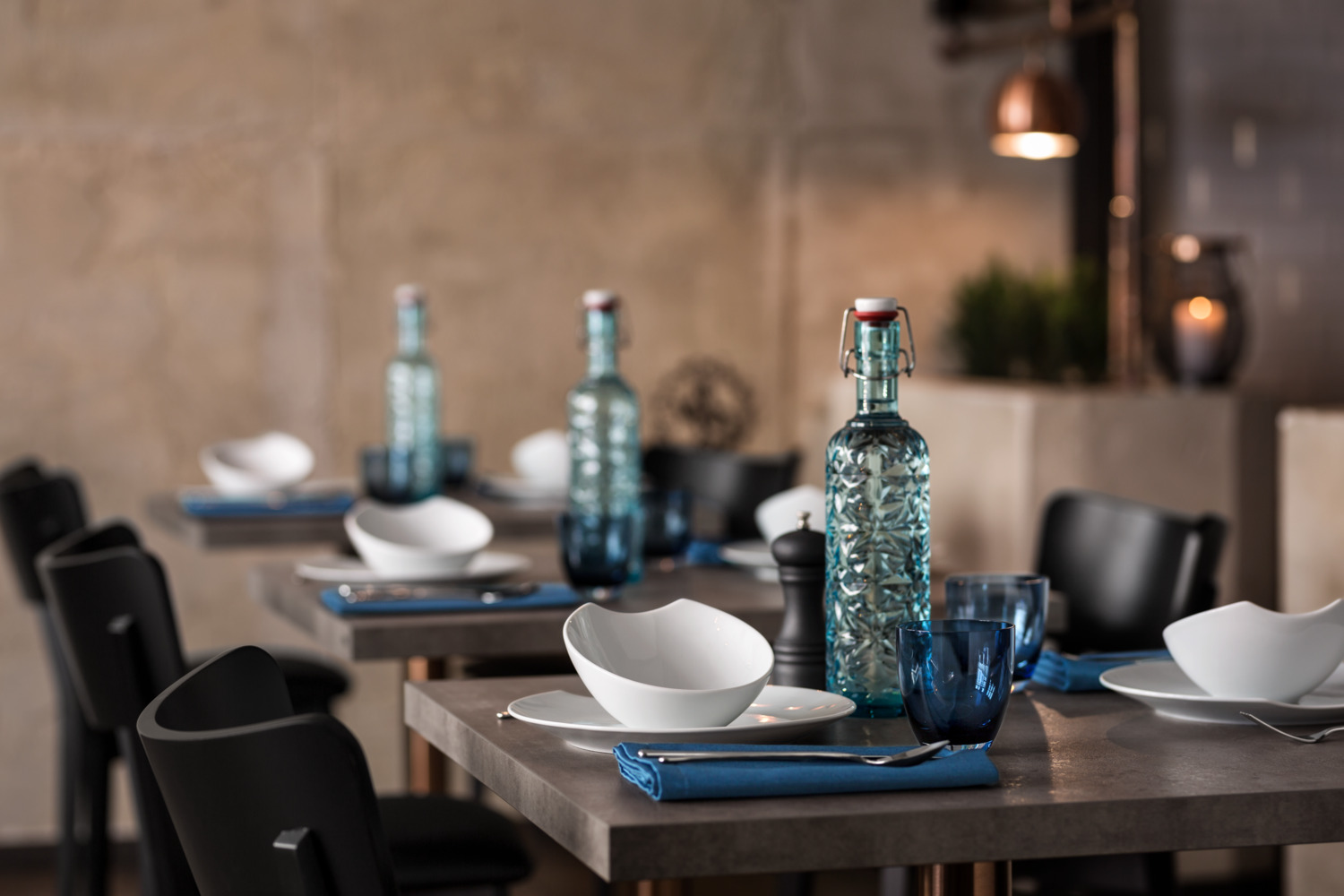 Bormioli Rocco Oriente Swing-top Bottle, 1.05l, Blue Solid Colored Glass, Stainless Steel Stopper, Dishwasher Safe, Set of 6