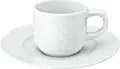 Farfurii pentru espresso VEGA Zürich, Porțelan Alb, Rotunde Diametru 13.5 cm, Design cu Relief Elegant Clasic, Sigure la Mașina de Spălat Vase și Cuptor cu Microunde, Set de 6 piese