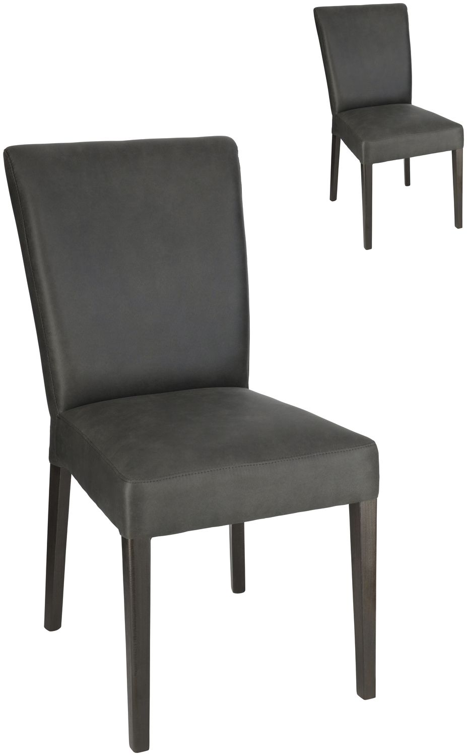 PULSIVA Lino Upholstered Chair Set of 2, Solid Beech Wood Frame, PU-Coated Imitation Leather, Black and Brown, Professional Catering Hotel Use
