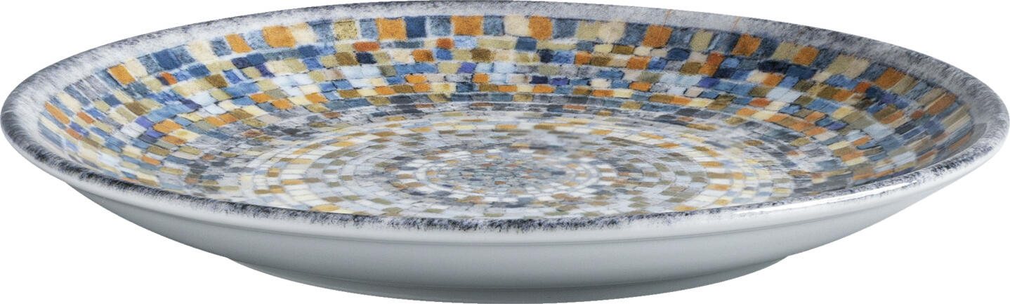 Набор из 6 плоских фарфоровых тарелок Vega Terra Mosaic, круглые, 20.5 см, средиземноморский дизайн, подходят для посудомоечной машины и микроволновой печи