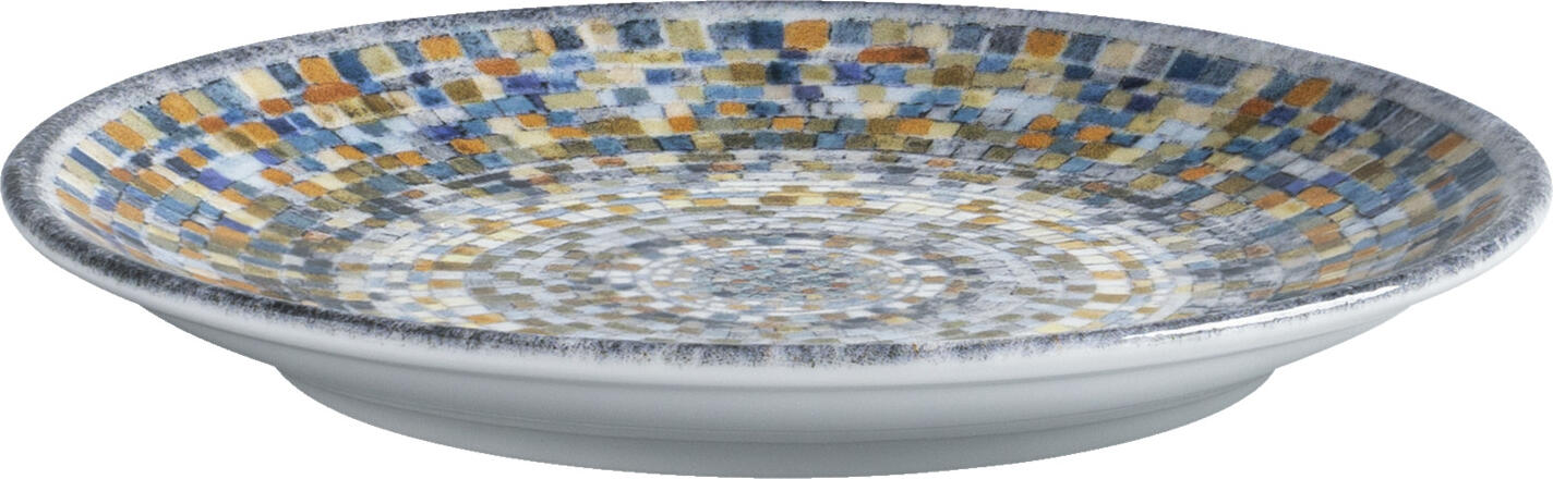 Farfurii de Porțelan Vega Terra Mosaic, Plate Rotunde Plate 16.5 cm, Design Mediteranean Multicolore, Sigure la Mașina de Spălat Vase și Cuptor cu Microunde, Set de 6 piese