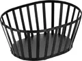 VEGA Liro Oval Bread and Fruit Basket, Powder-Coated Steel, Black, 23x16.5x10 cm, Stackable Food-Safe Table Accessory