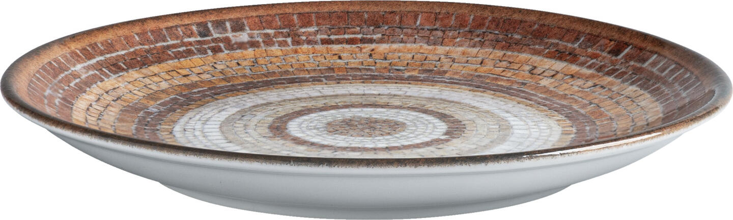 Farfurii Plate din Porțelan VEGA Terra Mosaic, Decor Imprimare Digitală Mediteraneeană, 20.5 cm, Rezistente la Mașina de Spălat Vase și Cuptor cu Microunde, Set de 6 piese