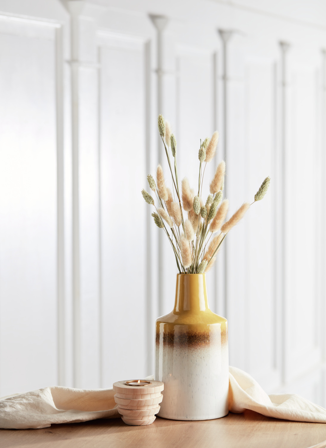 Flori Uscate LUSINI Ajda din Material Natural, Culoare Natural, Lungime 40 cm, Set de 50 Tulpini pentru Decoratiuni Individuale