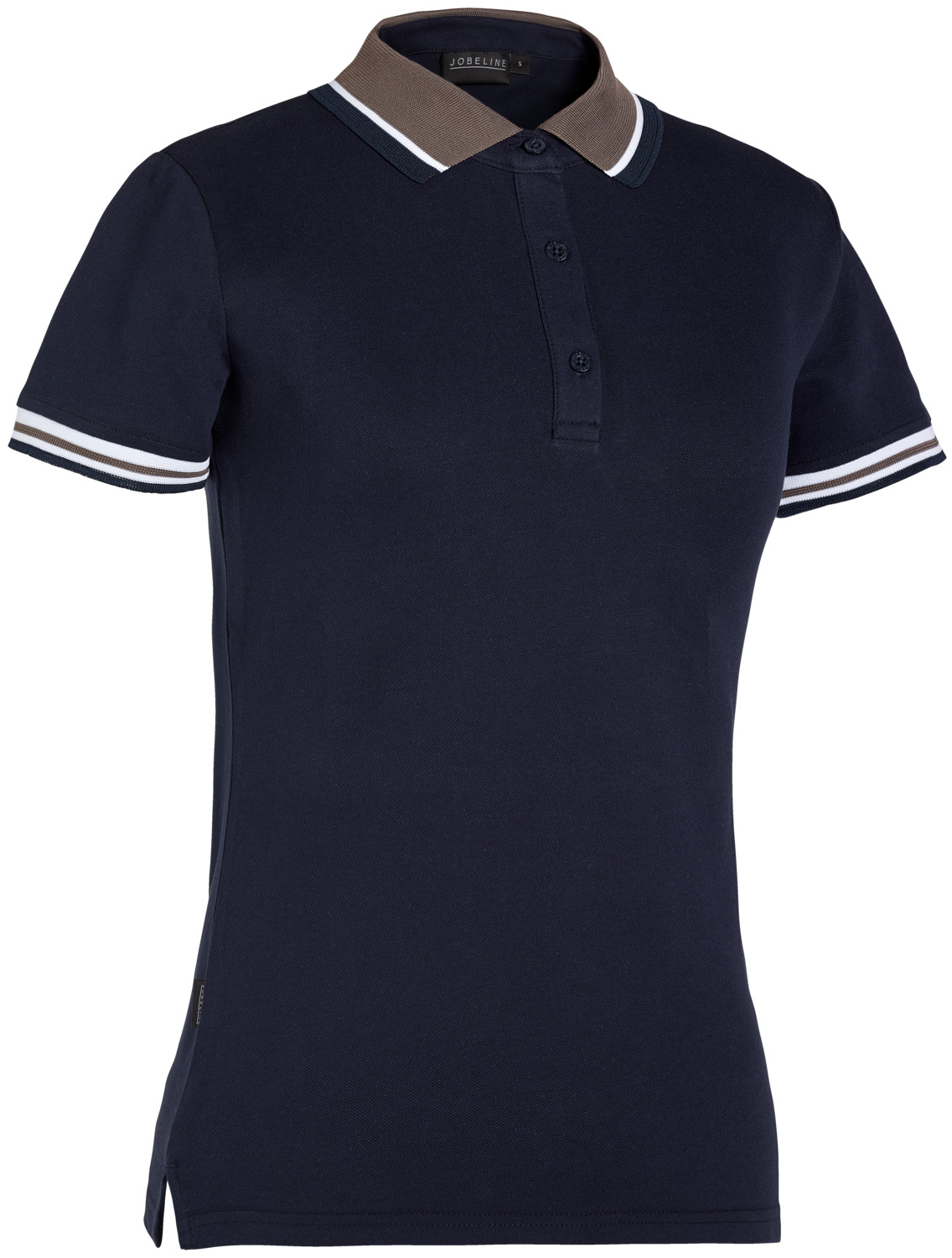 JOBELINE LUSINI Solutions GmbH Women's polo shirt Cato Line Damen-Polo Cato Line Women's polo shirt Cato Line; Size XS; navy Damen-Polo Cato Line; Kleidergröße XS; navy 95 % cotton, 5 % spandex. 40 °C wash. Sporty short-sleeved polo piqué shirt for women in easy-care, wrinkle-resistant cotton/spandex quality. Striped appliqués on flat-knit cuffs and collar. With four-button placket and short side slits. Slightly tapered cut. Back length: 66 cm for size S. 95 % Baumwolle, 5 % Elasthan. 40°-Wäsche. Sportives kurzärmliges Polo-Piqué-Shirt für Damen in pflegeleichter, knitterfreier Baumwoll-Elasthan-Qualität. Streifenapplikationen an Flachstrick-Ärmelbündchen und am Kragen. Mit Vierknopfleiste und  kurzen seitlichen Schlitzen. Leicht tailliert geschnitten. Rückenlänge: 66 cm bei Gr. S