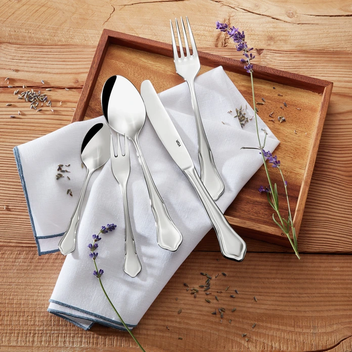 VEGA Chippendale Cake Fork, 14.7 cm, 18/10 Chrome-Nickel Stainless Steel, Mirror Polished, Dishwasher Safe, Designer LUSINI Germany
