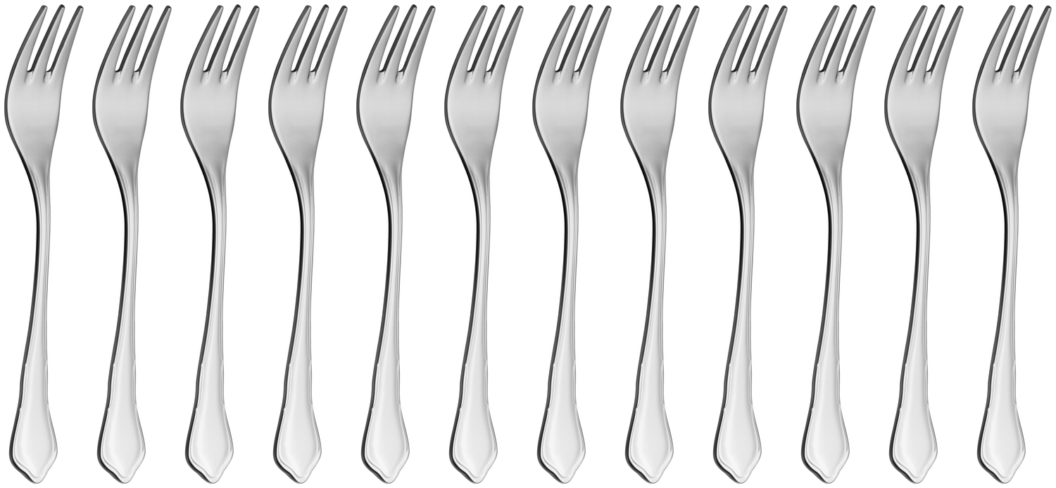 VEGA Chippendale Cake Fork, 14.7 cm, 18/10 Chrome-Nickel Stainless Steel, Mirror Polished, Dishwasher Safe, Designer LUSINI Germany