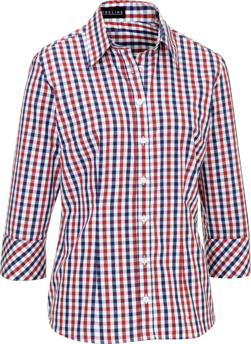 JOBELINE LUSINI Solutions GmbH Women's blouse Bailey 3/4 sleeve Damenbluse Bailey Dreiviertelarm Women's blouse Bailey 3/4 sleeve; Size 40; white/red/blue Damenbluse Bailey Dreiviertelarm; Kleidergröße 40; weiß/rot/blau 100 % cotton. 40 °C wash. Classic women's blouse in three-color check pattern with three-quarter sleeves, back yoke, button placket, shirt collar and sleeve cuffs. Also available in long sleeve. The easy-care blouse is cut slightly waisted and offers maximum wearing comfort. Back length: 64 cm for size 36. 100 % Baumwolle. 40°-Wäsche. Klassische Damenbluse in dreifarbigem Karomuster mit Dreiviertelarm, Rückenpasse, Knopfleiste, Hemdblusenkragen und Ärmelmanschetten. Auch in Langarm erhältlich. Die pflegeleichte Bluse ist leicht tailliert geschnitten und bietet höchsten Tragekomfort. Rückenlänge: 64 cm in Gr 36