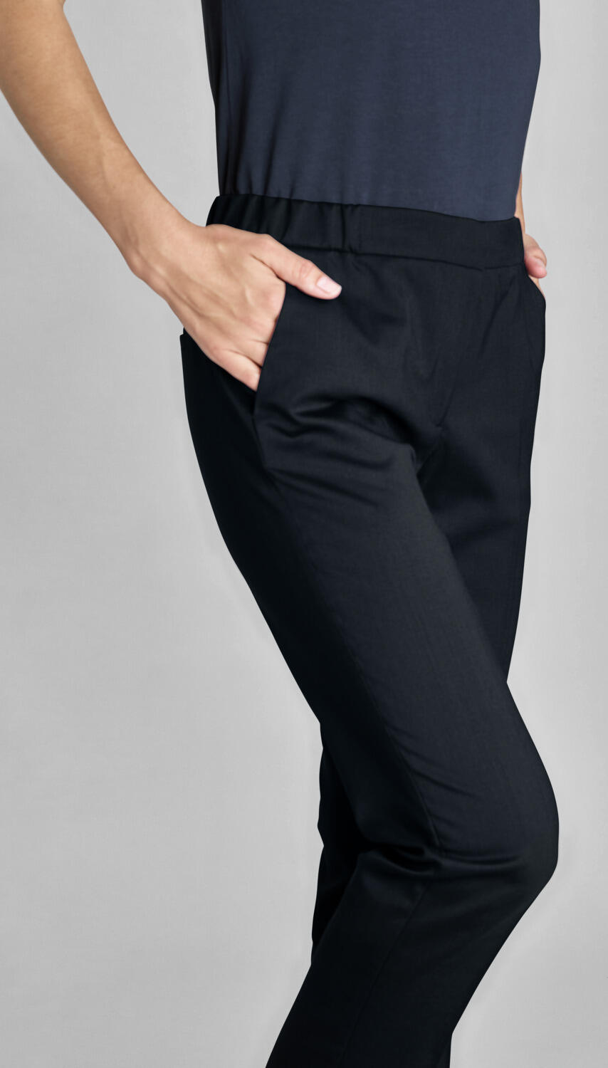 Pantaloni de Serviciu Jobeline Tommy pentru femei, Croială Regular Fit Stil Jogger, Amestec Lână Rezistent la Cute, Croială Conică, Negru