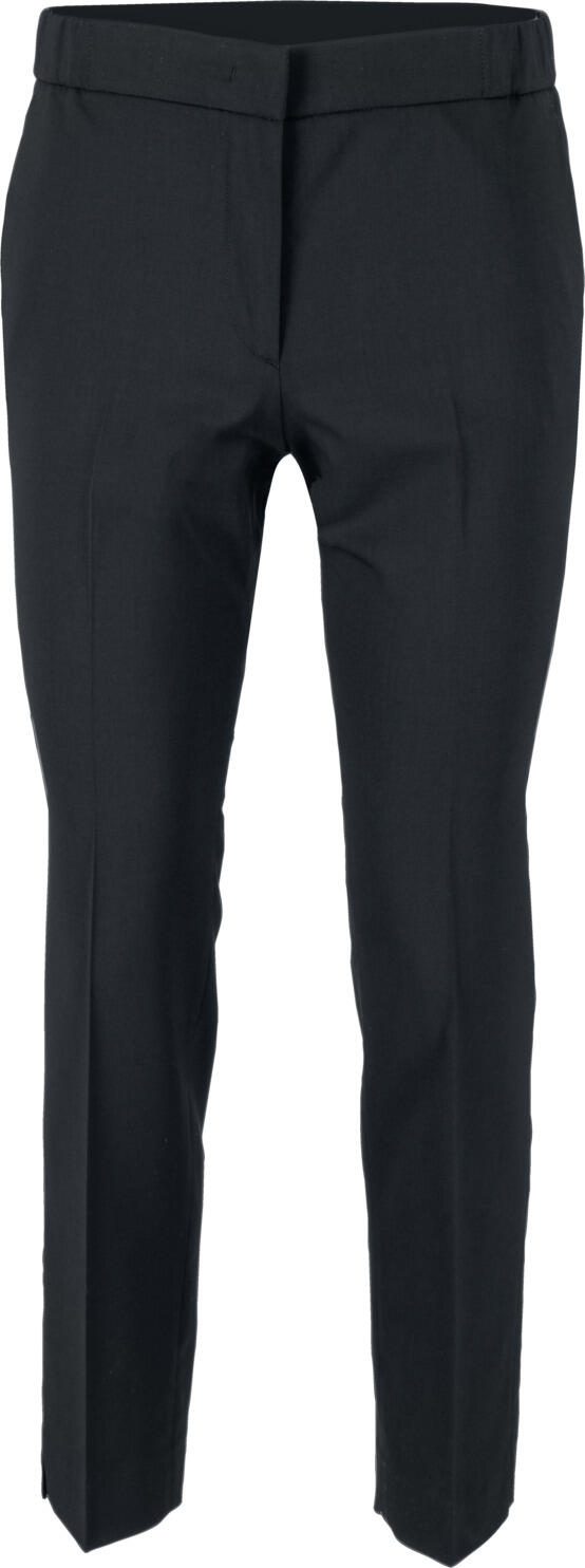 JOBELINE LUSINI Solutions GmbH Women's trousers Tommy Damen Hose Tommy Women's trousers Tommy; Size 42; black Damen Hose Tommy; Kleidergröße 42; schwarz Casual, elegant slip waist trousers in jogger style for women. Comfortable stretch waistband in the back. Practical side slit pockets and two welt pockets on the buttocks. Narrow tapered leg with small side slit at the hem. Particularly crease-resistant and easy-iron material. Easy to care for and easily washable at 30 °C on the gentle cycle. 38 % polyester, 30 % wool, 30 % viscose, 2 % spandex. 30 °C gentle wash. Inside leg length: 74 cm for size 36. 50 % Polyester, 29 % Wolle, 19 % Viskose, 2 % Elasthan. 30°-Schonwäsche. Lässige, elegante Schlupfbundhose im Joggerstyle für Damen aus besonders knitterarmem, pflegeleichtem Material. Komfortabler Dehnbund im Rücken und innen liegende Bänder vorne zur Regulierung der Bundweite. Mit Gürtelschlaufen, praktischen seitlichen Einschubtaschen und zwei Paspeltaschen am Gesäß. Schmal zulaufendes Bein mit kleinem seitlichen Schlitz am Saum. Bequeme Passform. Innenbeinlänge: 74 cm in Gr 36