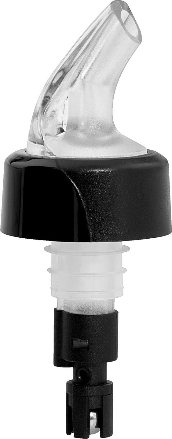 Fuchs Gastronomiebedarf Dosing spout 3 cl Dosierausgießer 3 cl Dosing spout 3 cl; 10 cm (L); black; 2 piece / pack Dosierausgießer 3 cl; 10 cm (L); schwarz; 2 Stück / Pack Common dispensing spout made of acrylic with dispensing unit 4cl, with ball system, for 0.7l - 1.0l bottles. Suitable for dishwashers. Dosierausgießer aus Acryl mit Ausgabeeinheit 3 cl und Kugelsystem, für 0,7 l - 1,0 l Flaschen. Optimale Funktionsfähigkeit bei Neigung der Flasche um 45 °. Nicht spülmaschinengeeignet.