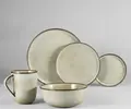 Набор из 6 плоских тарелок Pulsiva Vintage, 21 см, круглые, из керамики, бежевые с уникальным цветным декором, подходят для посудомоечной машины и микроволновки