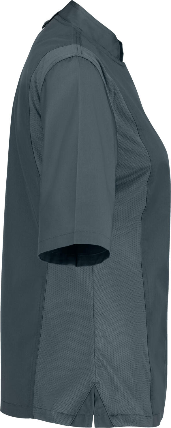Jacket de Bucatar pentru femei Jobeline Carter i 30040122, Maneca Scurta, Amestec Poliester-Bumbac, Insertii de Plasa Respirabila, Guler Inantic, Albastru Griu