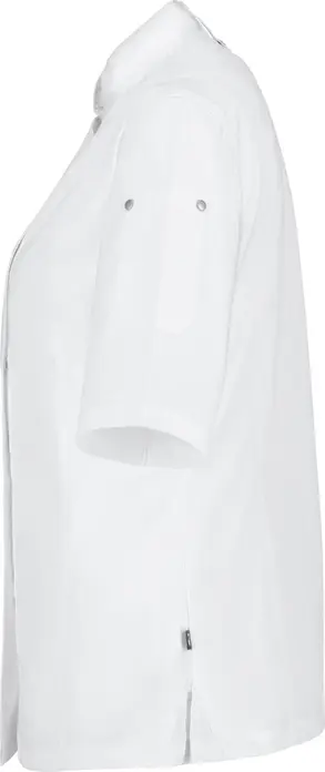 Jachetă Bucatar Damen Jobeline Carter cu Maneca Scurta, Alb, 65% Poliester 35% Bumbac, Insertii de Plasa Respirabile, Plasa cu Captari Ascunse