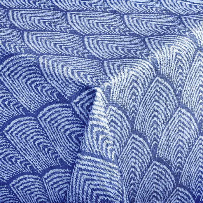 LUSINI Tablecloth Leaf angular, 130x160 cm Rectangular, 100% Polyacrylic, Blue Modern Leaf Print, Stain-Resistant, OEKO-TEX Standard 100