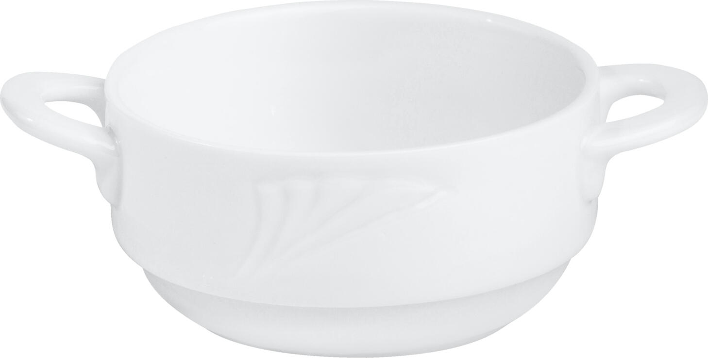 Pulsiva Swing 2.0 Soup Cup Set of 6, White Porcelain, 220 ml, 10x5 cm, Round with 2 Handles, Stackable, Dishwasher and Microwave Safe