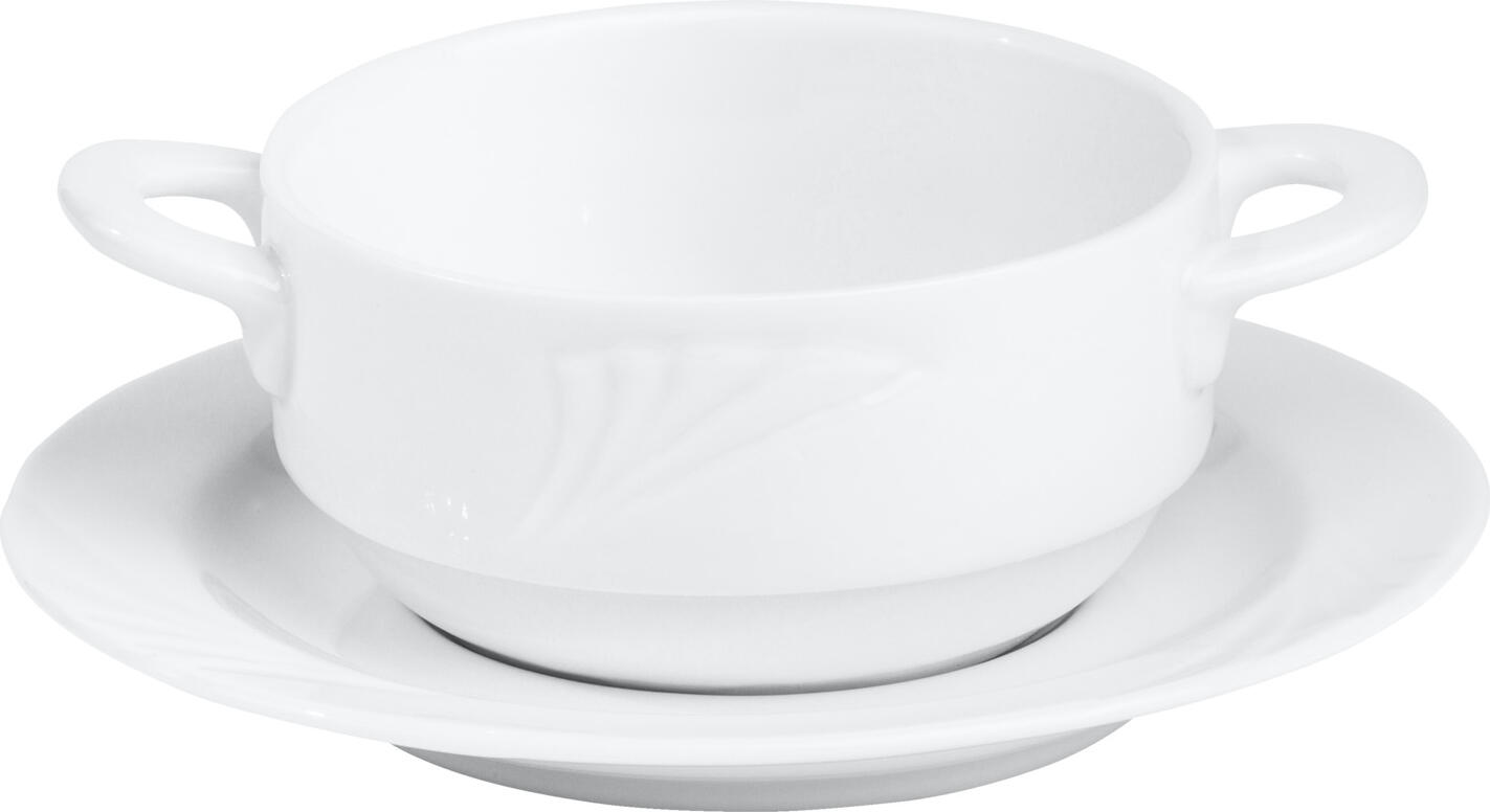 Pulsiva Swing 2.0 Soup Cup Set of 6, White Porcelain, 220 ml, 10x5 cm, Round with 2 Handles, Stackable, Dishwasher and Microwave Safe