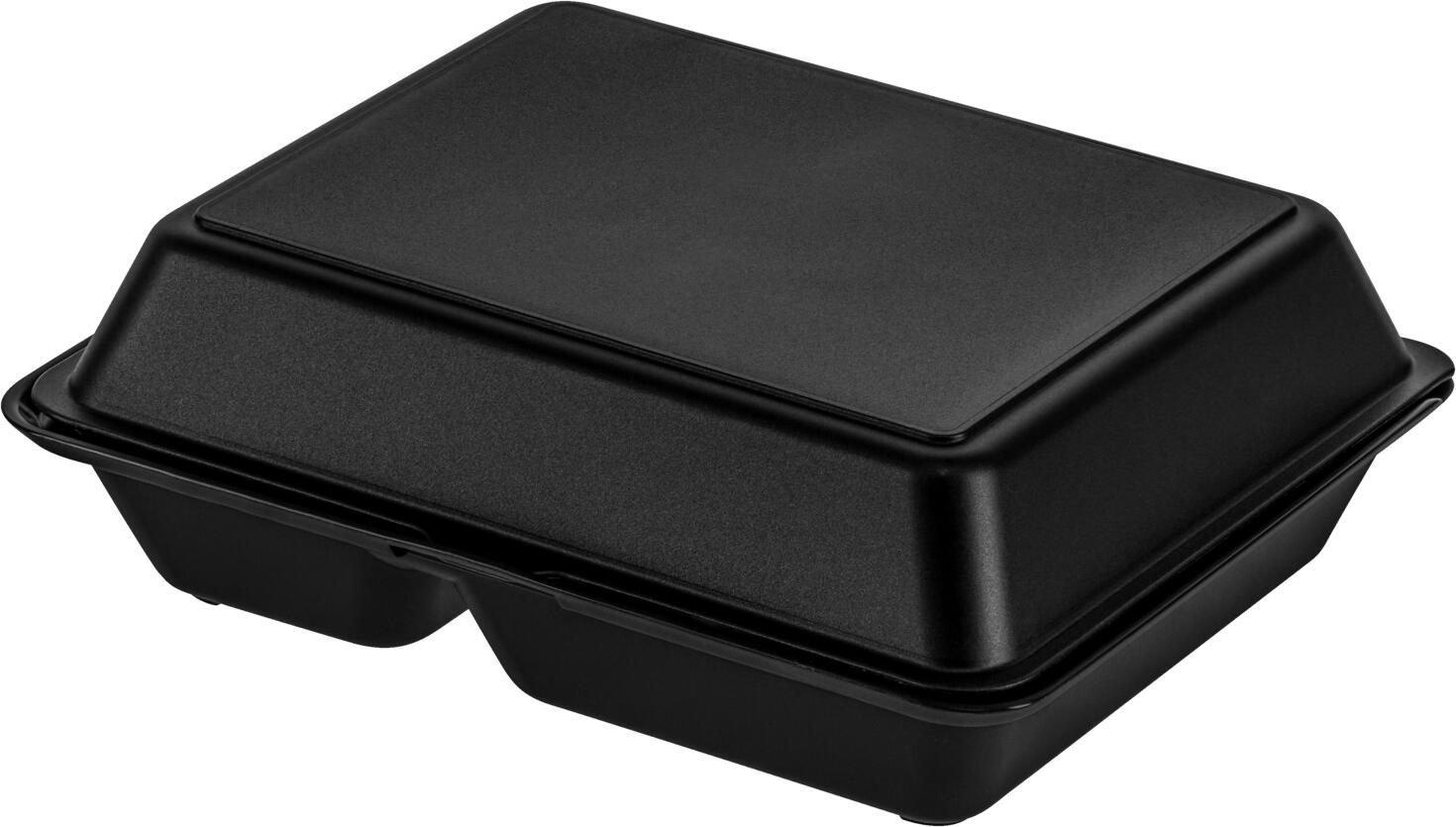 elasto REuse elasto GmbH & Co. KG Reusable menu box Yari large Mehrweg Menü-Box Yari large Reusable menu box Yari large; 1200 ml, 20.3x25.2x8.4 cm (LxWxH); black; rectangular; 25 piece / pack Mehrweg Menü-Box Yari large; 1200 ml, 20.3x25.2x8.4 cm (LxBxH); schwarz; rechteckig; 25 Stück / Pack The reusable two part reusable menu box is made of 100 % recyclable polypropylene, BPA free. Ideal for the take away sector to transport hot and cold food. Stackable, microwaveable and suitable for dishwasher. Temperature resistance is reliably guaranteed between 0 °C and +110 °C. Supplied with attached lid. Spill-proof. Refinement from one packaging unit with your desired logo as engraving is also possible. Die wiederverwendbare zweigeteilte Mehrweg Menü-Box besteht aus 100  % recycelbaren Polypropylen, BPA frei. Ideal für den Take Away Bereich zum Transport von warmen und kalten Speisen. Stapelbar, mikrowellengeeignet und spülmaschinengeeignet. Die Temperaturbeständigkeit ist zwischen 0 °C und +110 °C zuverlässig gewährleistet. Lieferung mit anhängendem Deckel. Schwappsicher. Eine Veredelung ab einer Verpackungseinheit mit Ihrem Wunsch-Logo als Gravur ist ebenfalls möglich.