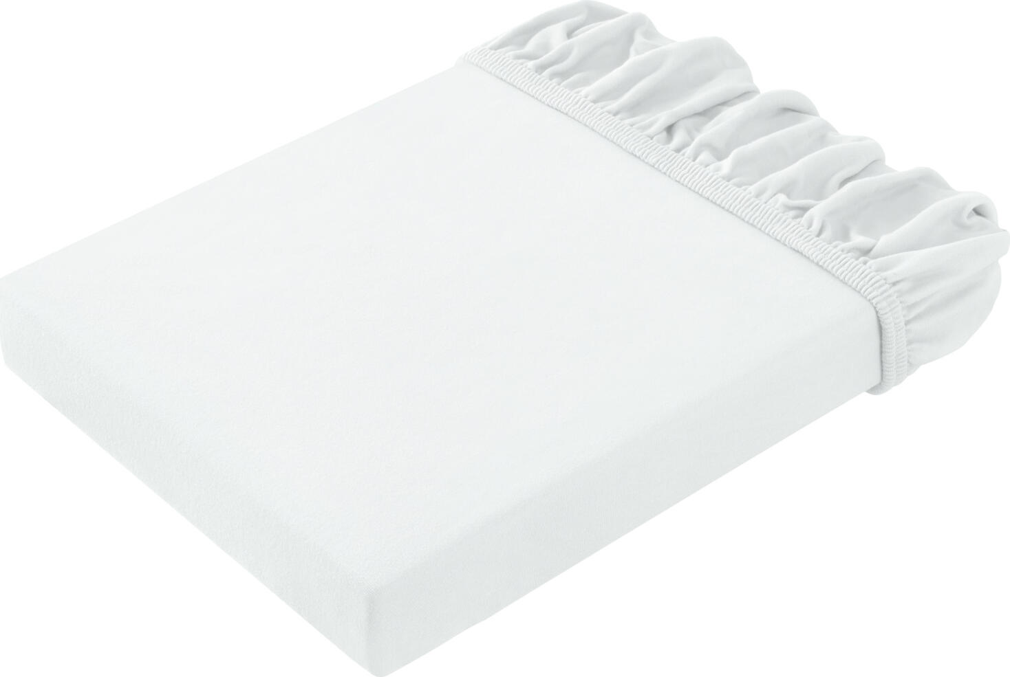 ERWIN M. LUSINI Solutions GmbH Fitted sheet Vancouver jersey with all-round elastic Spannbettlaken Vancouver Jersey mit Rundumgummi Fitted sheet Vancouver jersey with all-round elastic; 140-160x200-220 cm (WxL); white Spannbettlaken Vancouver Jersey mit Rundumgummi; 140-160x200-220 cm (BxL); weiß 97% cotton, 3% spandex. Weight approx. 250 g/m². Luxury class fitted sheet. The twisted jersey sheet with a noble sheen and extra soft touch. Has a high elasticity and recovery and suitable for mattresses and incl. topper, as well as box spring beds with a bar height of 17 cm to 40 cm height. All around sewn elastic band provides a secure hold. Opaque. 97 % Baumwolle, 3 % Elasthan. Gewicht ca. 250 g/m². Spannbetttuch der Luxusklasse. Das Zwirn-Jerseytuch mit edlem Glanz und extra weichem Griff. Hat eine hohe Elastizität und Rücksprungskraft und für Matratzen und inkl. Topper, wie auch Boxspringbetten mit einer Steghöhe von 17 cm bis 40 cm Höhe geeignet. Rundum eingenähtes Gummiband sorgt für sicheren Halt. Blickdicht.