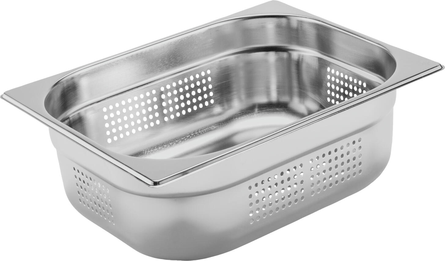 VEGA GN 1/2 Premium Perforated Container, 18/10 Stainless Steel, 6.1L, 32.5x26.5x10cm, Rustproof, Stackable with Stacking Cams