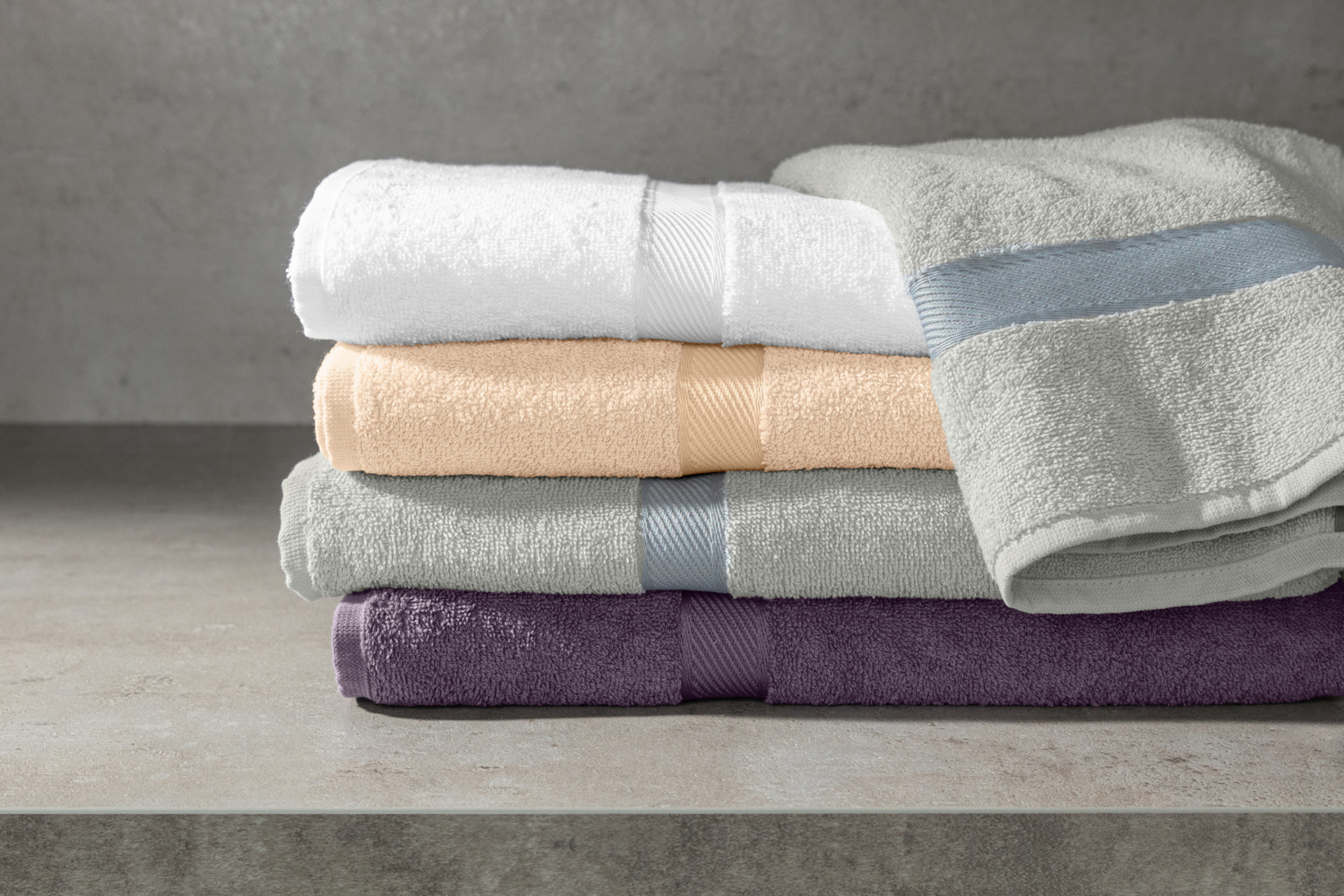LUSINI Valencia Uni Hand Towel, 100% Cotton Walk Terry, 50x100 cm, Absorbent and Quick-Drying, OEKO-TEX Standard 100 Certified, Stone-Grey