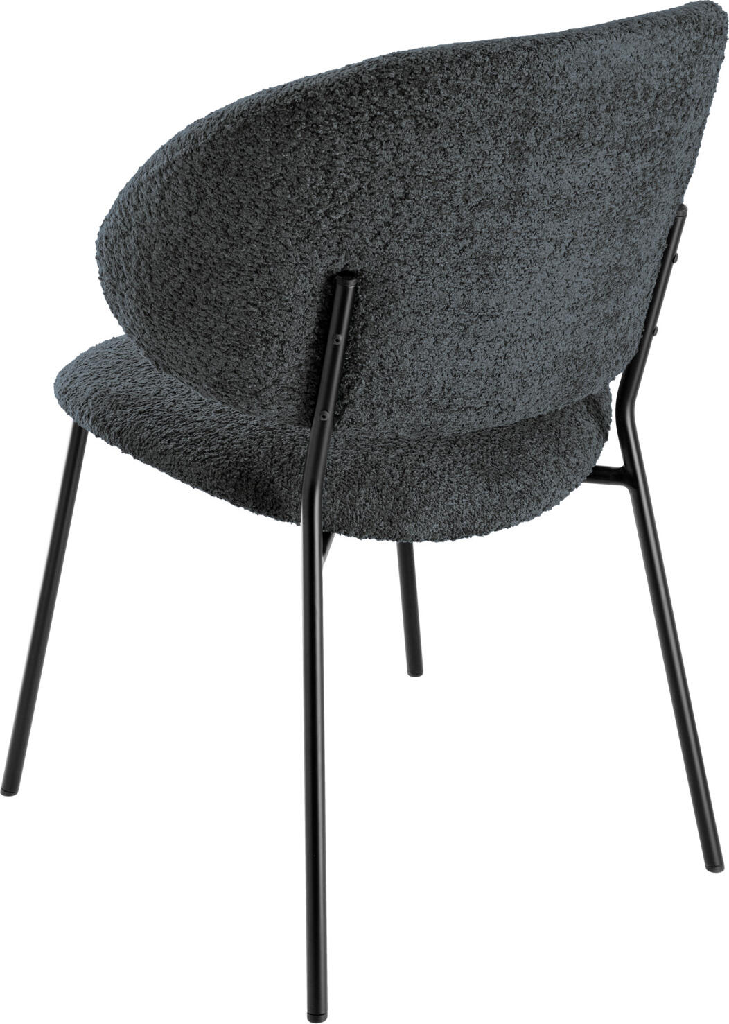 VEGA Lindo Bouclé Chair, Ergonomic Seat Shell, 100% Polyester Bouclé Fabric, Powder-Coated Steel Frame, Flame-Retardant, Black, 55x65x85 cm