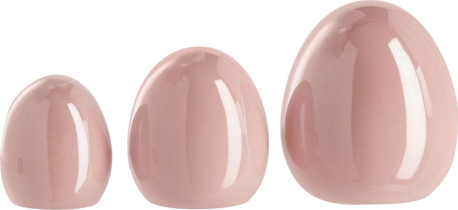 LUSINI Edilio Decorative Easter Egg Set, Ceramic Spring Decorations, Rose/Lilac, Set of 3 Pieces (11.5cm, 9cm, 7cm)