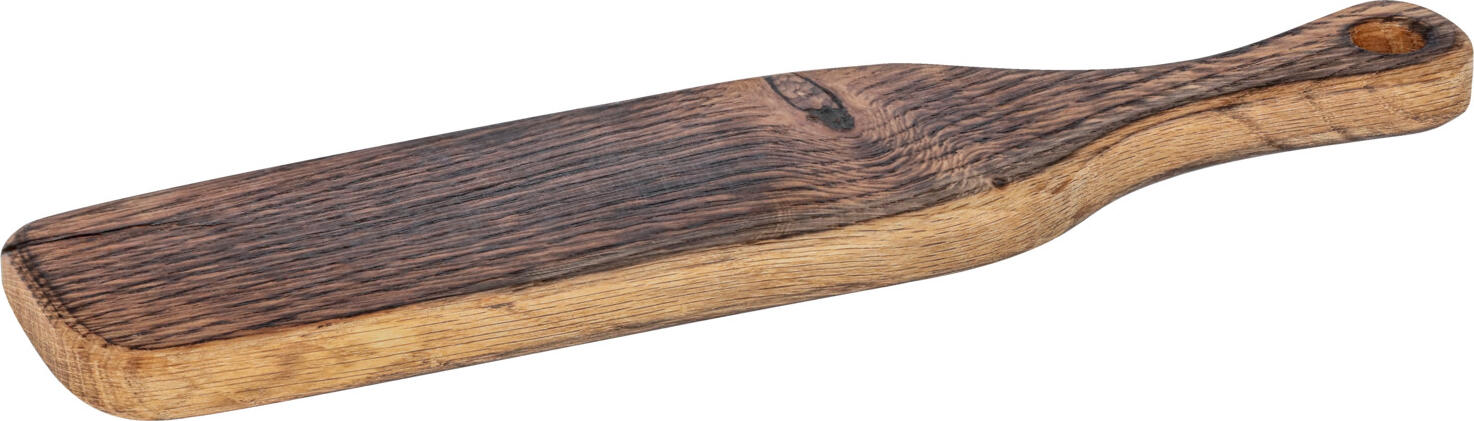 VEGA Burno Serving Board, Solid Oak Wood Food Platter, Burnt Oiled Finish, 40 x 10 x 2 cm, Rectangular with Handle