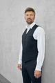 Vest Jobeline Tommy pentru barbati, croiala Slim Fit, material din amestec de lana, cu 6 nasturi, 3 buzunare pipate, reglaj posterior, albastru marin