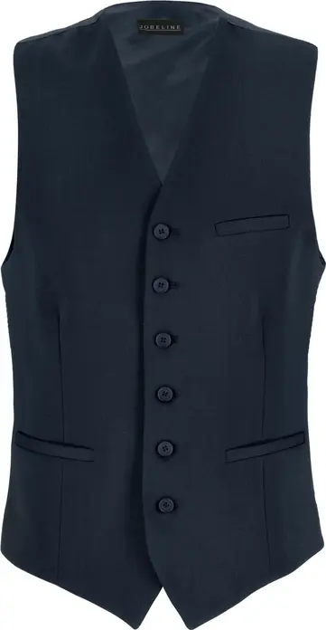 Vest Jobeline Tommy pentru barbati, croiala Slim Fit, material din amestec de lana, cu 6 nasturi, 3 buzunare pipate, reglaj posterior, albastru marin