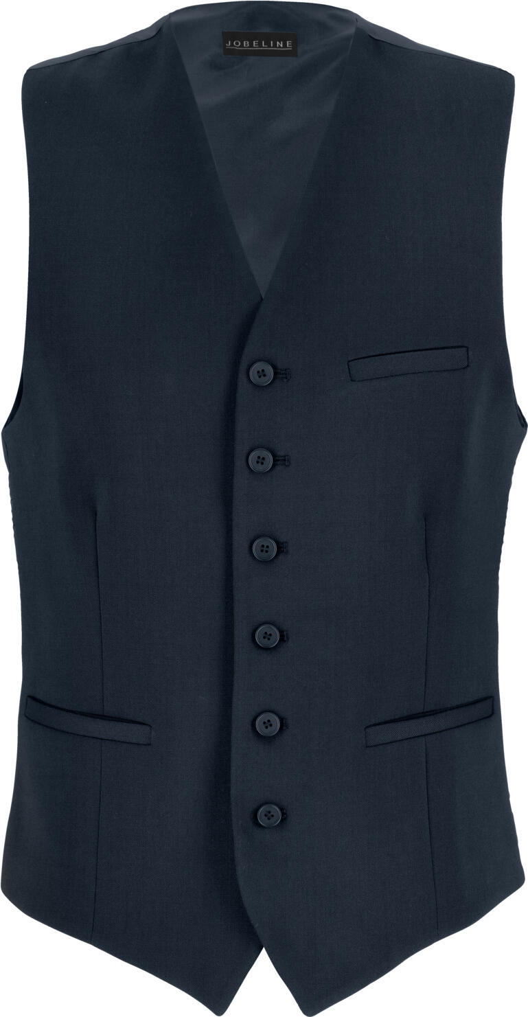Vest Jobeline Tommy pentru barbati, croiala Slim Fit, material din amestec de lana, cu 6 nasturi, 3 buzunare pipate, reglaj posterior, albastru marin
