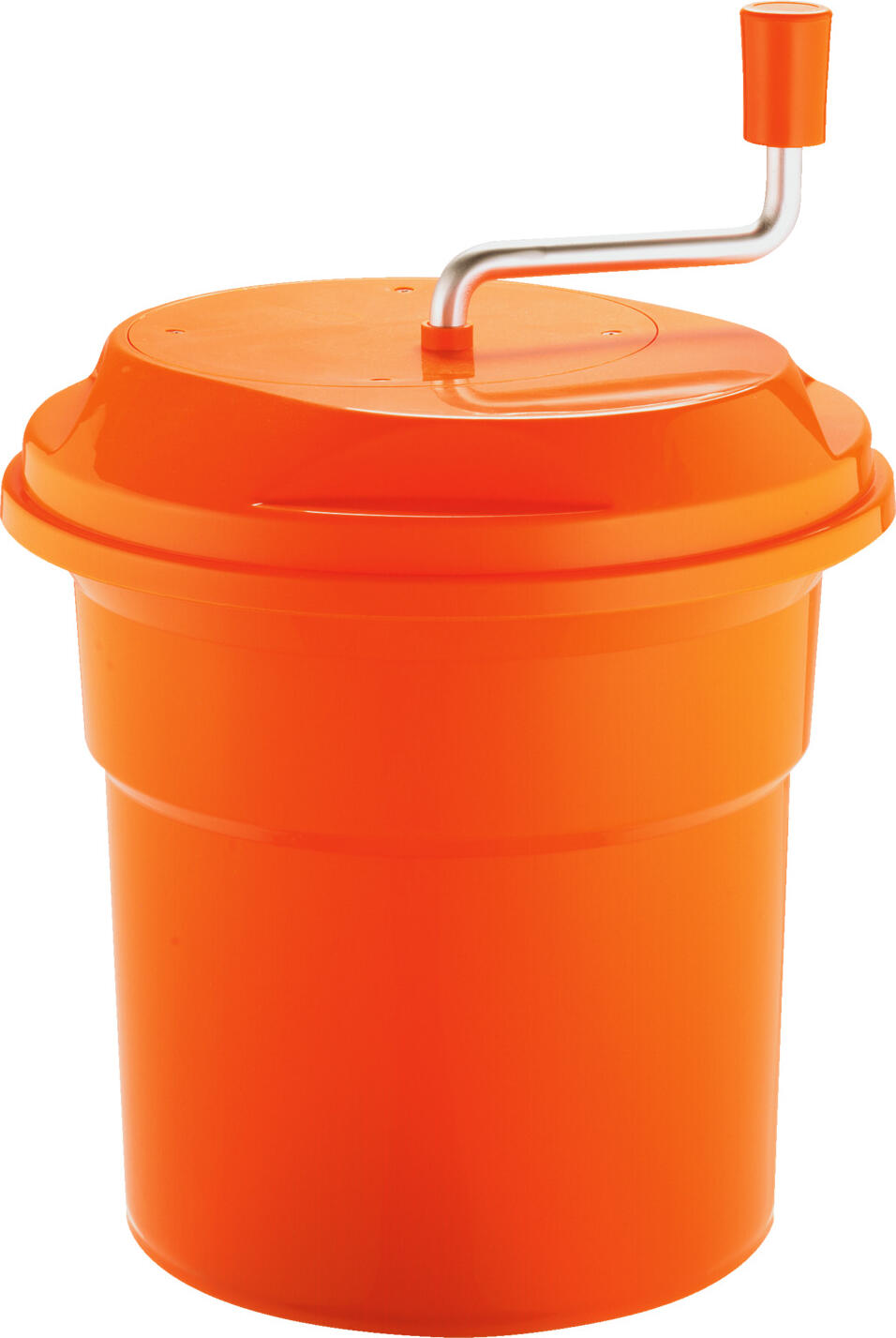 PULSIVA LUSINI Solutions GmbH Salad spinner Salatschleuder Salad spinner; 12 l, 34x33 cm (ØxH); orange; round Salatschleuder; 12 l, 34x33 cm (ØxH); orange; rund Salad spinner made of high quality plastic (polypropylene). Easy to rotate. The larger model with drain hose. Praktische Salatschleuder aus hochwertigem Kunststoff (Polypropylen). Leicht zu drehen. Das größere Modell mit Ablassschlauch.