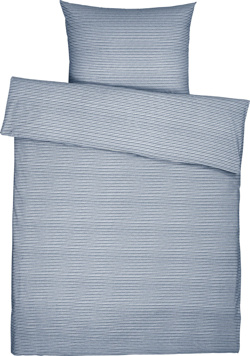 Husa pentru perna ERWIN M. LUSINI Solutions GmbH Pori, 65 x 100 cm, Albastru, 100% bumbac, design cu dungi atemporale, closure hotel, spalare la 95°C, rezistenta la clor