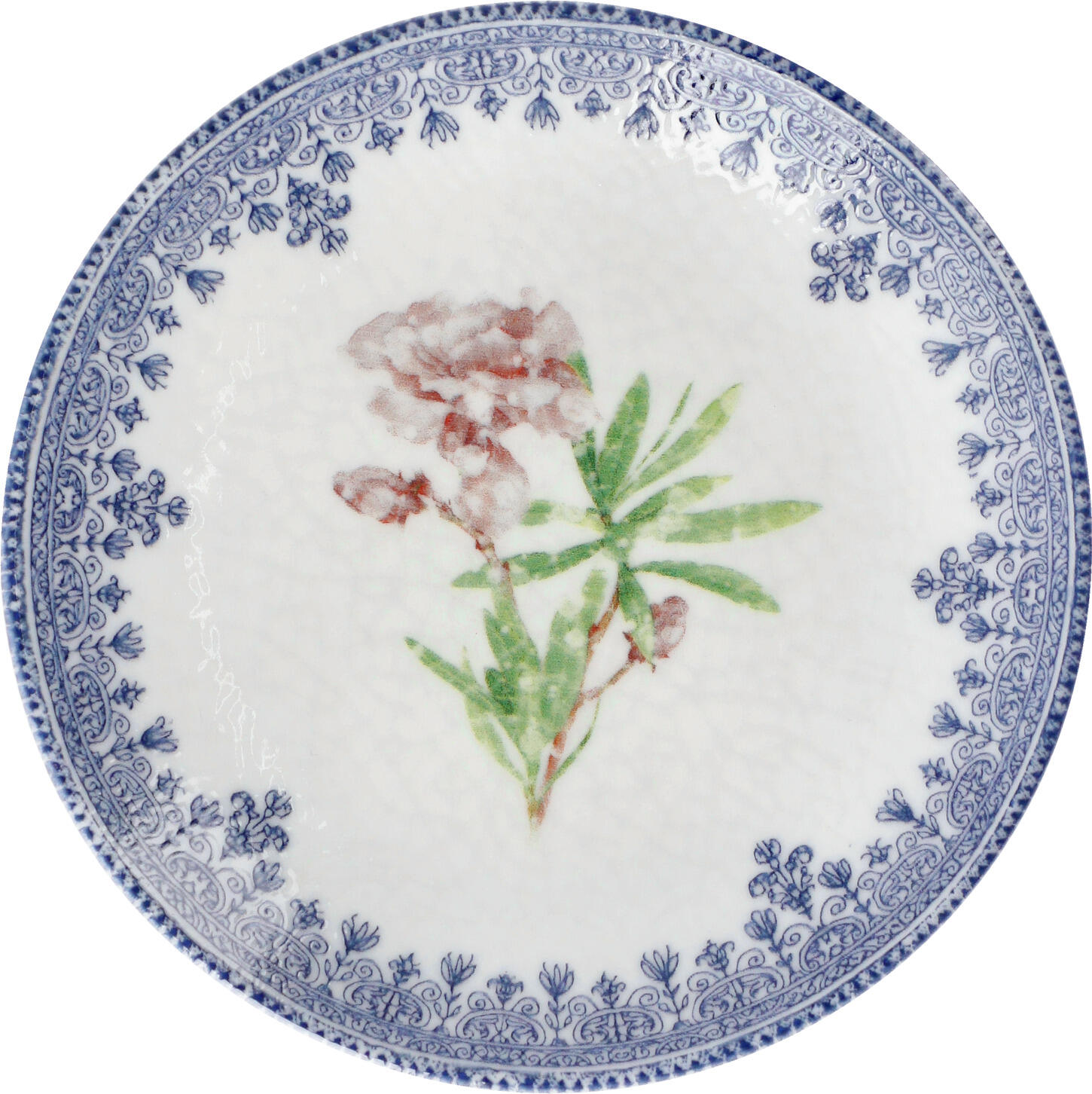 VEGA Nonna Porcelain Dessert Plates, 16.5 cm Round Flat Plates, Blue White Rose Digital Print, Dishwasher and Microwave Safe, Set of 6
