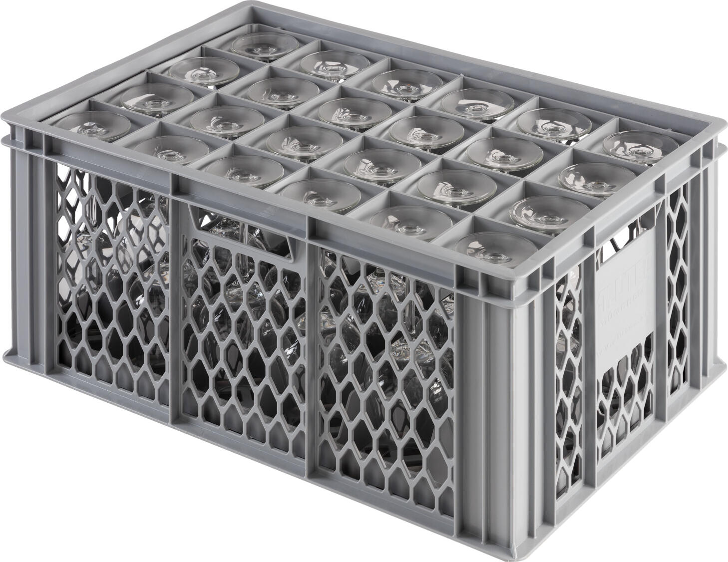 Ringoplast Shelf Insert Komfort Top Part, 24 Compartments, Polyethylene, Grey, 60x40x6.2 cm, Dishwasher Safe, Made in Germany
