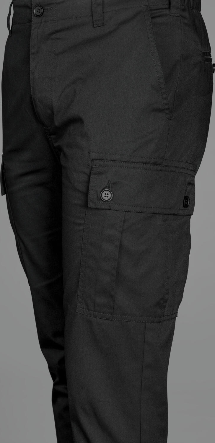 Jobeline Men's Chef Cargo Trousers, 65% Polyester 35% Cotton, Regular Fit, Tapered Leg, Cargo Pockets, OEKO-TEX Standard 100, Black, Size 54