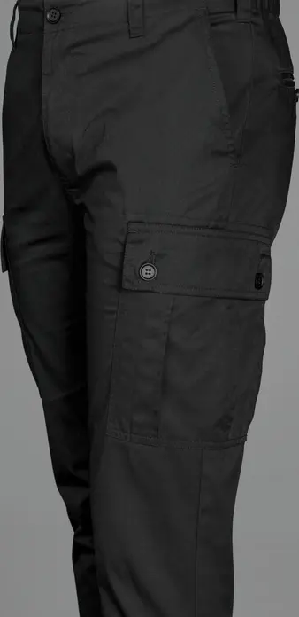 Jobeline Men's Chef Cargo Trousers, 65% Polyester 35% Cotton, Regular Fit, Tapered Leg, Cargo Pockets, OEKO-TEX Standard 100, Black, Size 54